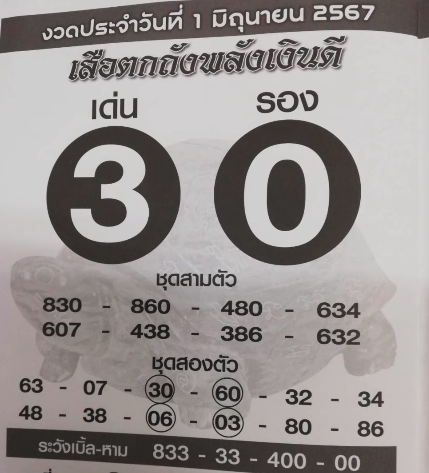 เสือตกถังพลังเงินดีงวด 1 มิถุนายน 2567