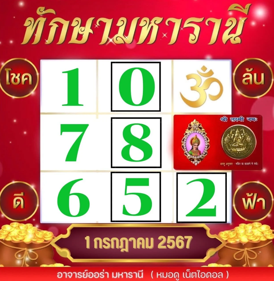 ตารางทักษามหารานีงวด 1 กรกฎาคม 2567