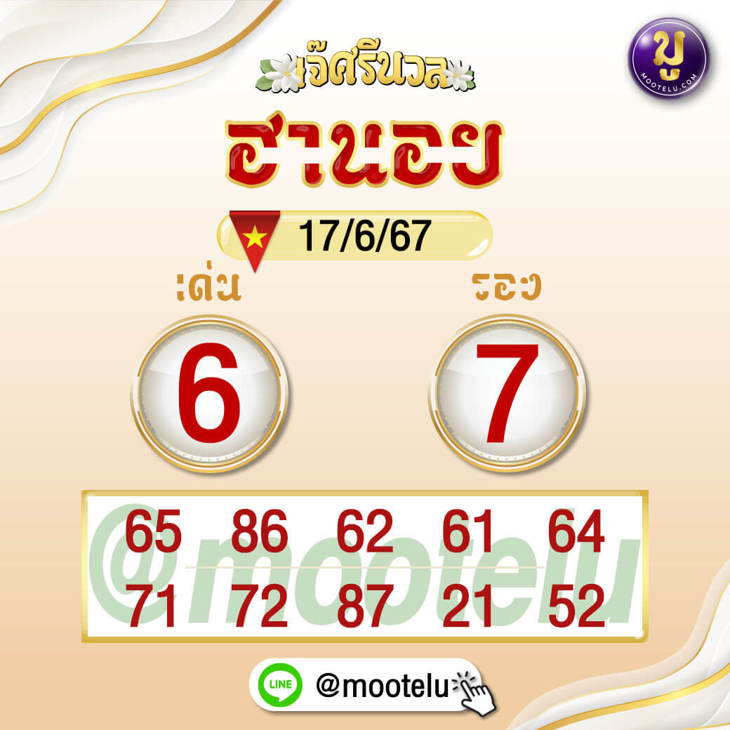 หวยฮานอย 17-6-67 ชุด6
