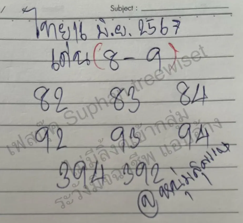 เลขเด็ดหนุ่มสุพรรณ อ.พี งวด 16 มิถุนายน 2567