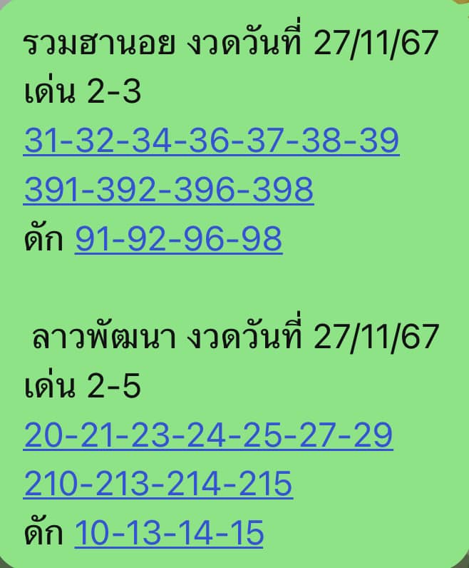 หวยฮานอย 27-11-67 ชุด3