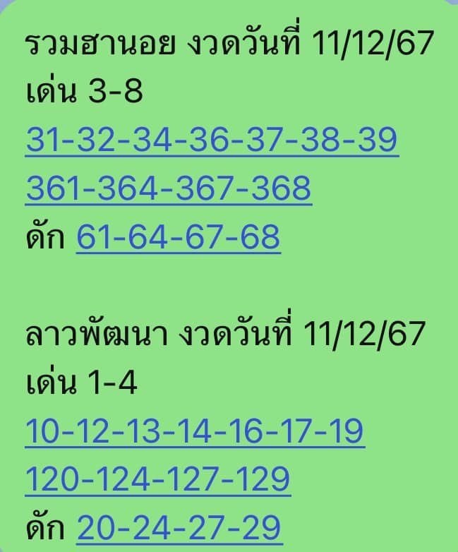 หวยฮานอย 11-12-67 ชุด4