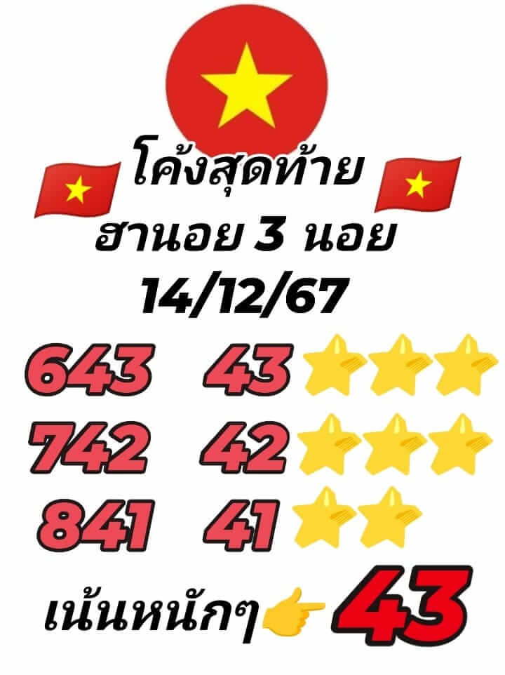 หวยฮานอย 14-12-67 ชุด4
