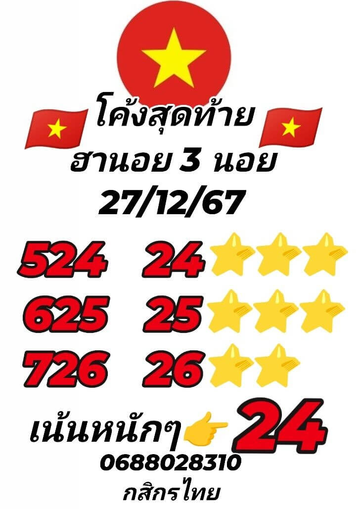 หวยฮานอย 27-12-67 ชุด5