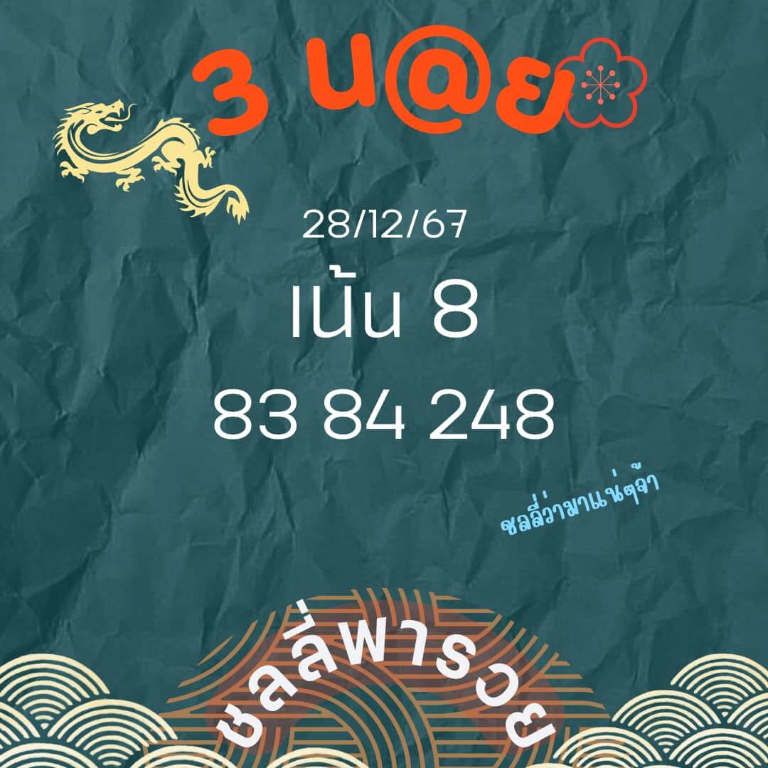 หวยฮานอย 28-12-67 ชุด9