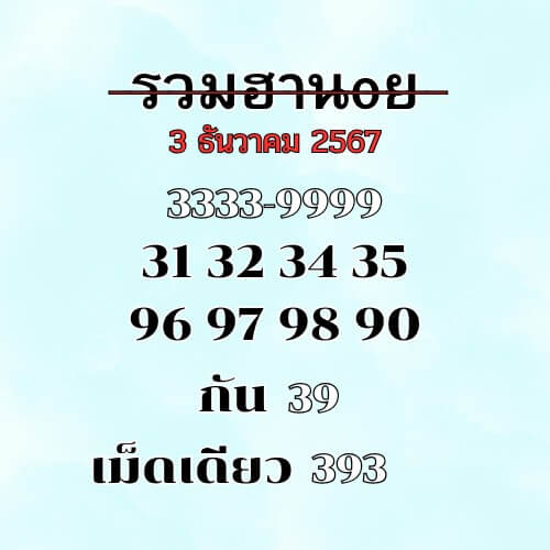 หวยฮานอย 3-12-67 ชุด6