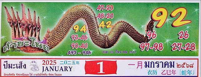 เลขเด็ดปกปฏิทินคำชะโนด