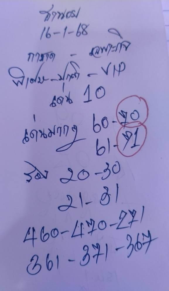 หวยฮานอย 16-1-68 ชุด8