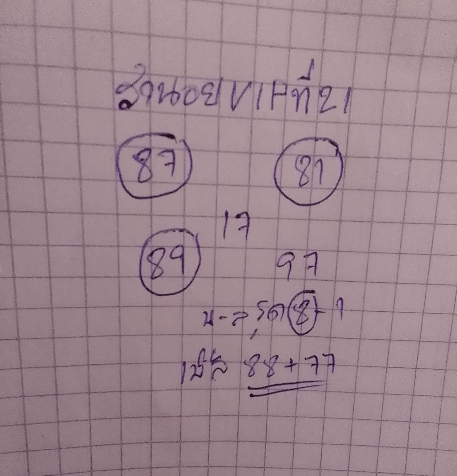 หวยฮานอย 21-1-68 ชุด7