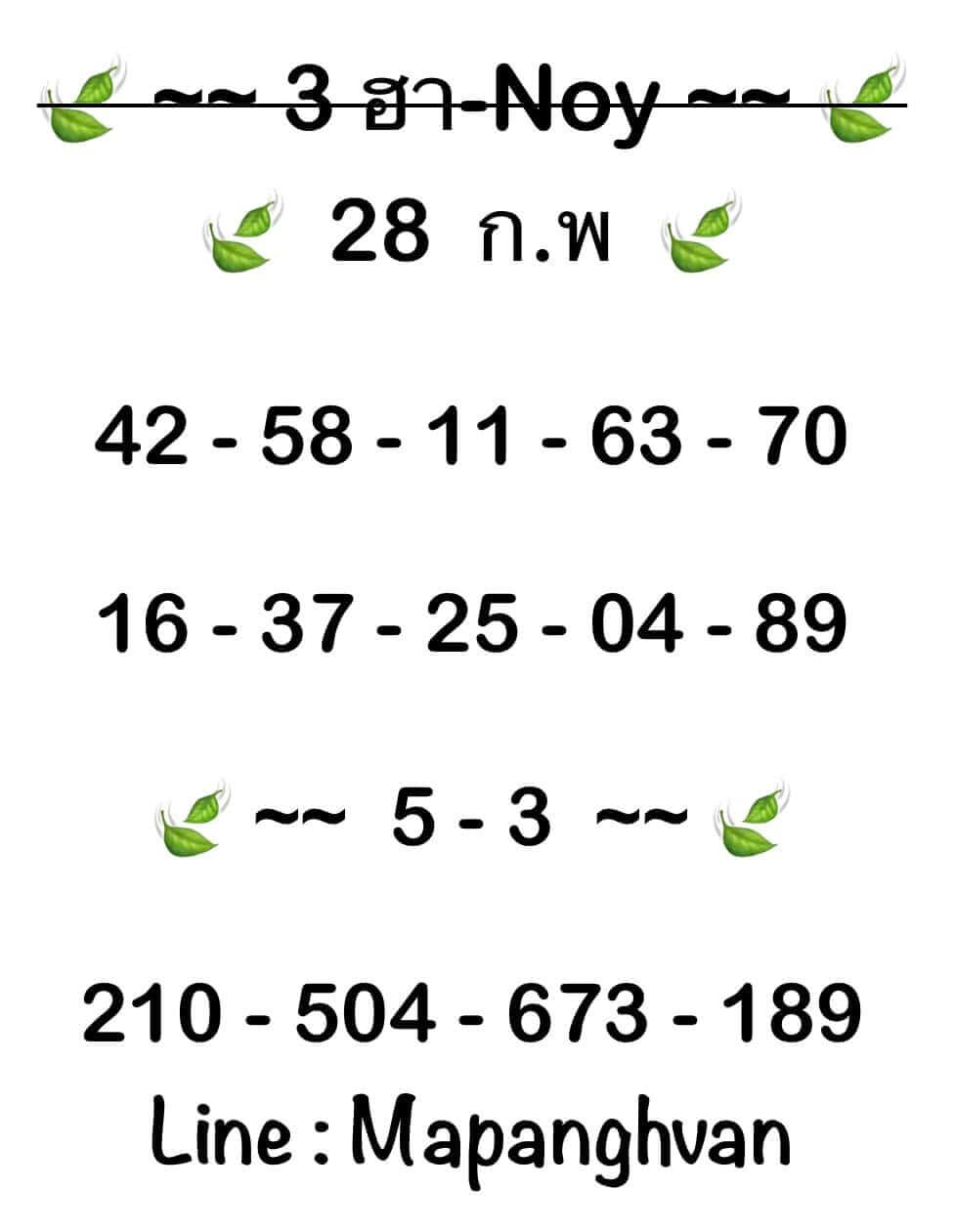 หวยฮานอย 28-2-68 ชุด6
