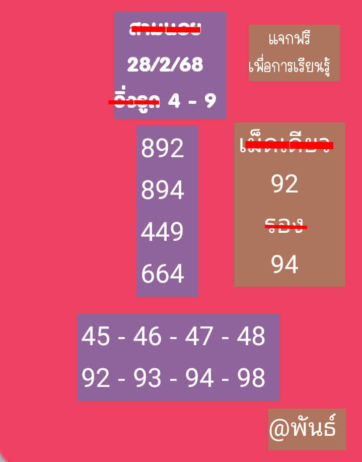 หวยฮานอย 28-2-68 ชุด9
