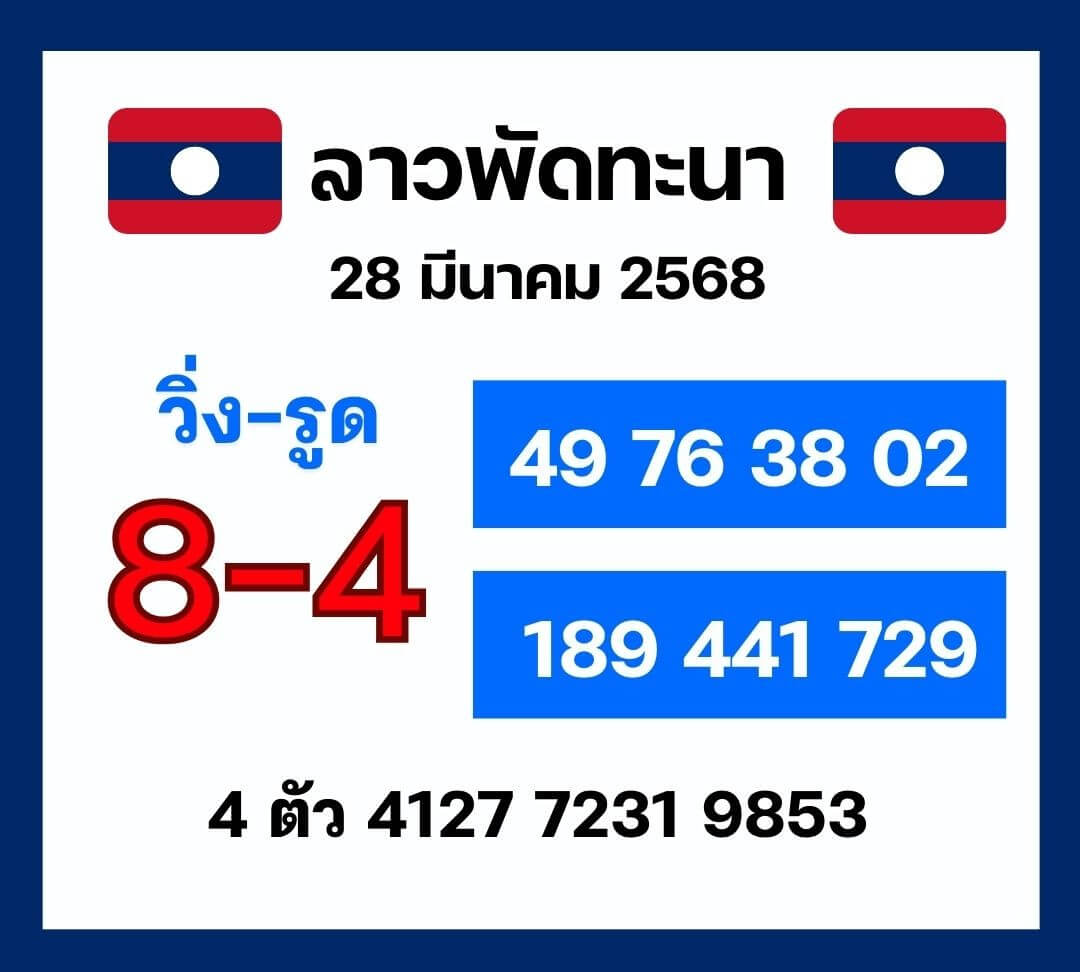 หวยลาว 28-3-68 ชุด10