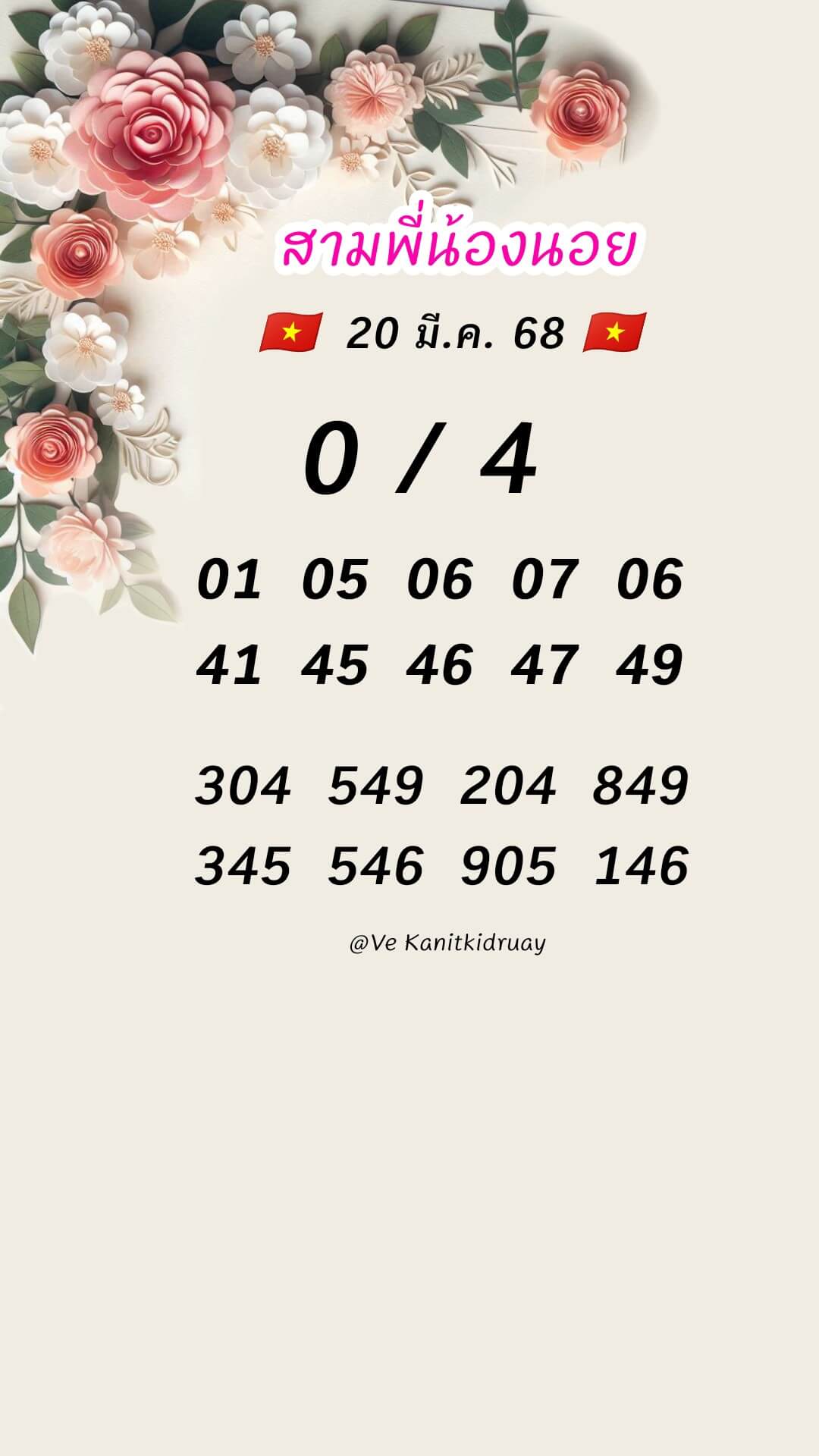หวยฮานอย 20-3-68 ชุด9
