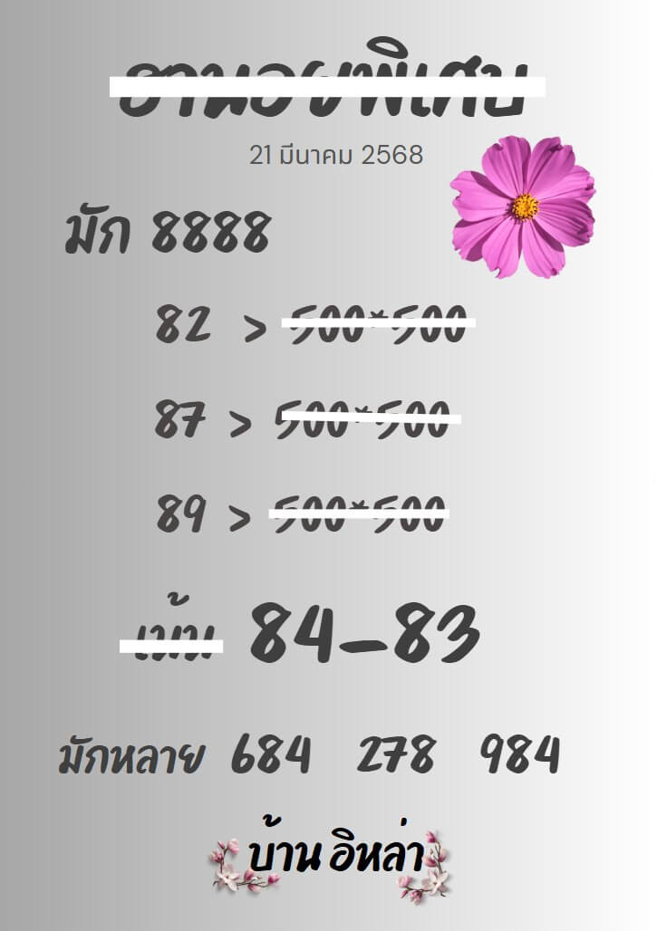 หวยฮานอย 21-3-68 ชุด5