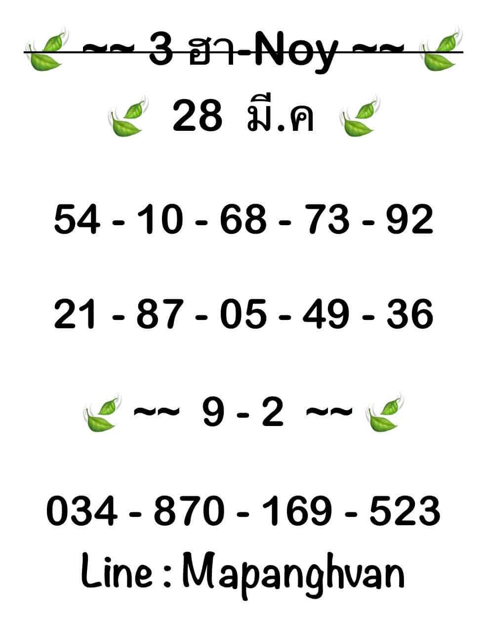 หวยฮานอย 28-3-68 ชุด5