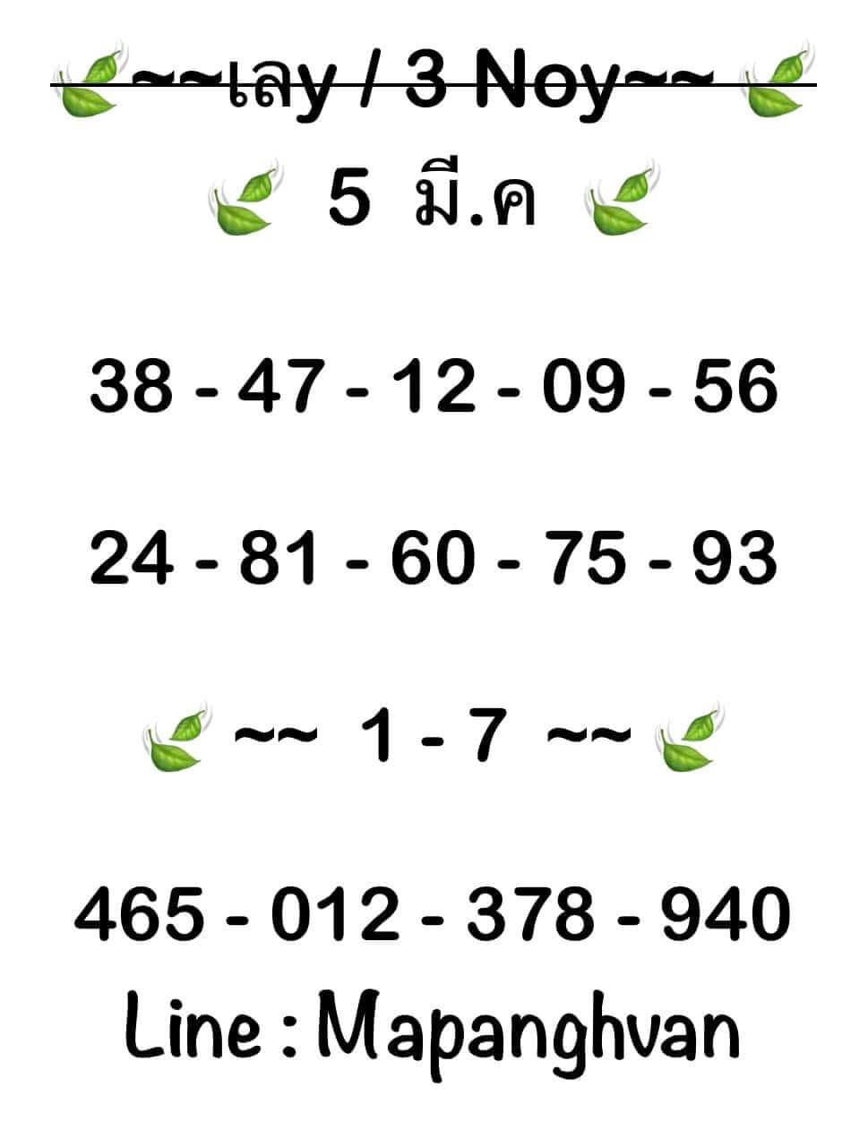 หวยฮานอย 5-3-68 ชุด8