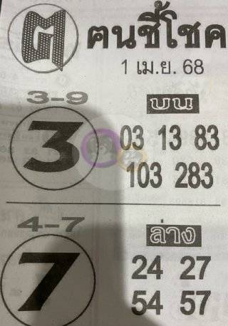 หวยคนชี้โชค 1/4/68