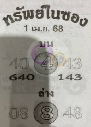 เลขเด็ดทรัพย์ในซอง 1 4 68