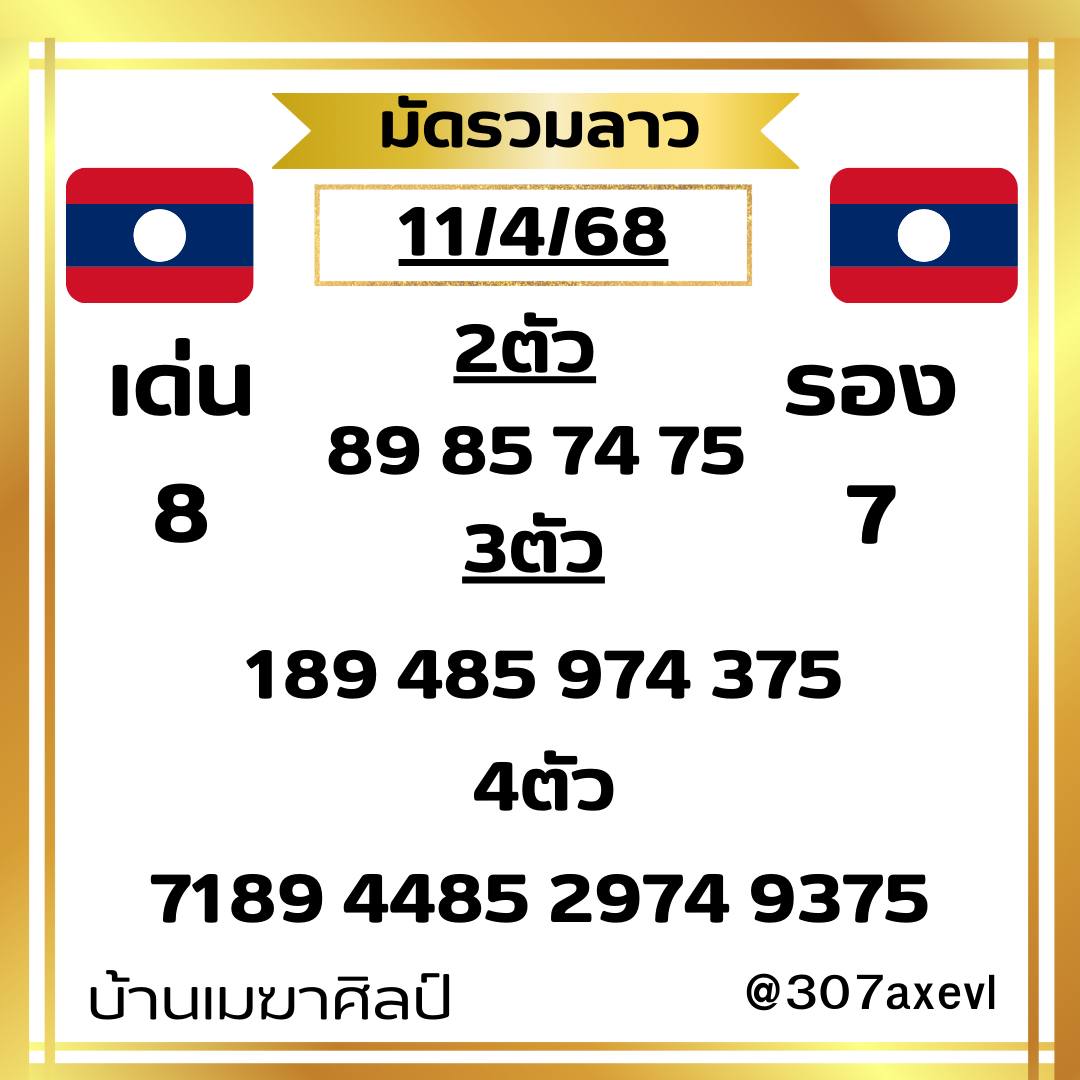 หวยลาว 11-4-68 ชุด1