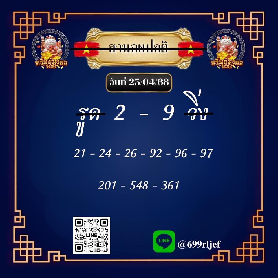 หวยฮานอย 23-4-68 ชุด10