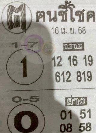 หวยคนชี้โชค 16/4/68