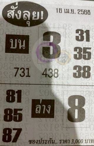 หวยสั่งลุย 16/4/68