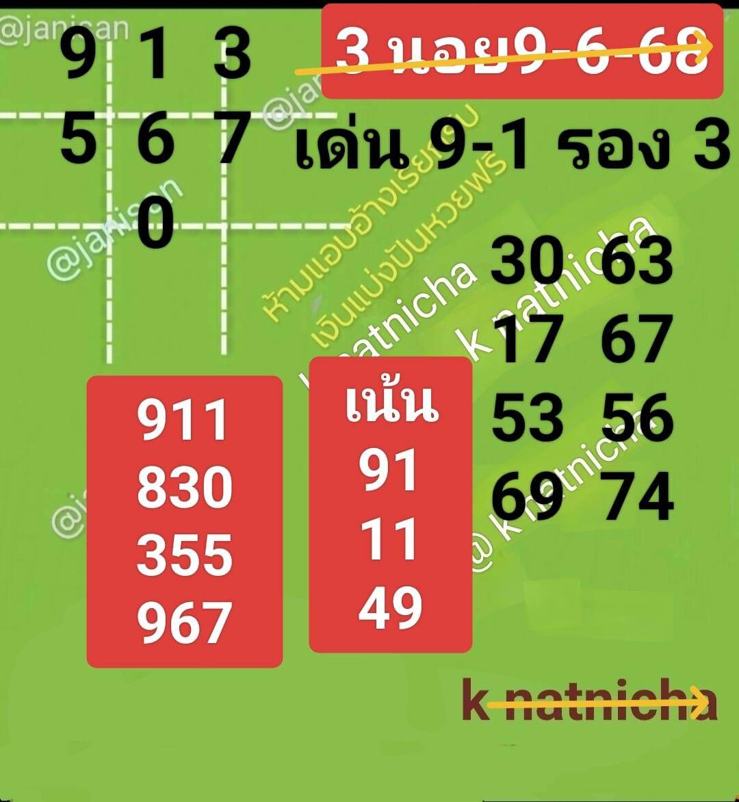 หวยฮานอย 9-6-68 ชุด1